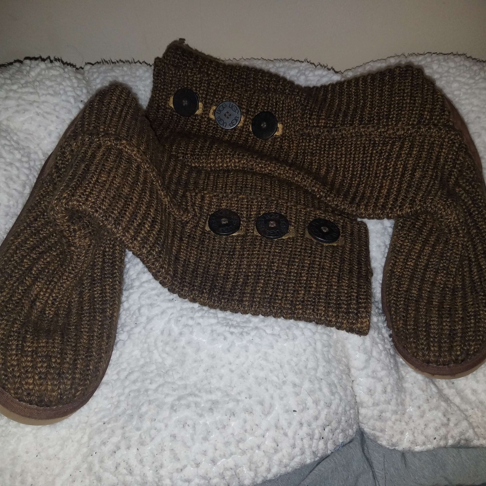 Brown Ugg Knit Button Boots